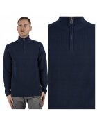 MARCUS Мъжки пуловер Langdon Half Zip Regular Fit Дълги ръкави Висока яка Изчистен дизайн Памук 3XL Син Син