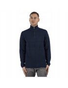 MARCUS Мъжки пуловер Langdon Half Zip Regular Fit Дълги ръкави Висока яка Изчистен дизайн Памук 3XL Син Син