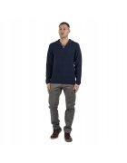 MARCUS Мъжки пуловер Langdon Half Zip Regular Fit Дълги ръкави Висока яка Изчистен дизайн Памук 3XL Син Син