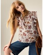 Marks & Spencer Блуза с набирания и принт - Бял/Кафяв/Крем