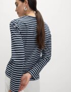 Marks & Spencer Блуза с овално деколте Бял/Тъмносин