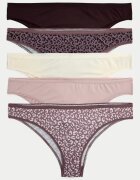 Marks & Spencer Бразилиана с животинска шарка - 5 чифта Черен/Кафяв/Мръснобял
