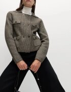 Marks & Spencer Двуредна жилетка с яка Кафяв меланж