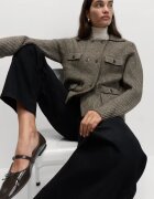 Marks & Spencer Двуредна жилетка с яка Кафяв меланж