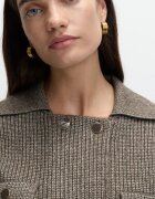 Marks & Spencer Двуредна жилетка с яка Кафяв меланж