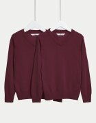 Marks & Spencer Фино плетен пуловер - 2 броя Бордо