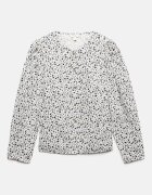 Marks & Spencer Флорална блуза с бухнали ръкави Бял/Черен