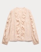 Marks & Spencer Флорална блуза с набиране Праскова