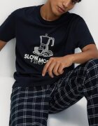 Marks & Spencer Горна пижама с графика Тъмносин/Бял