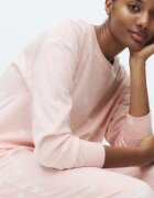 Marks & Spencer Кадифена пижама с принт Пастелнорозов/Бледо розово