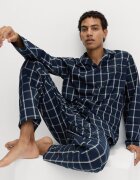 Marks & Spencer Карирана пижама с копчета Бял/Тъмносин