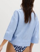 Marks & Spencer Къса плажна блуза с лен Ледено синьо