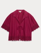 Marks & Spencer Къса плажна риза с бродерии Малина