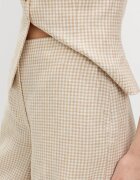 Marks & Spencer Ленен панталон на каре Бежов