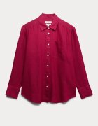 Marks & Spencer Ленена риза Тъмночервен