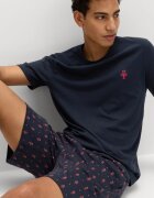 Marks & Spencer Памучна пижама с принт и къси ръкави Корал/Тъмносин
