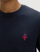 Marks & Spencer Памучна пижама с принт и къси ръкави Корал/Тъмносин