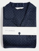 Marks & Spencer Памучна пижама с принт Ултрамарин синьо