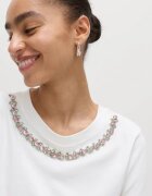 Marks & Spencer Памучна тениска с овално деколте Бял/Розово