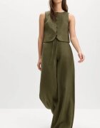 Marks & Spencer Панталон Palazzo с лен Тъмнозелена маслина