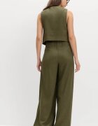 Marks & Spencer Панталон Palazzo с лен Тъмнозелена маслина