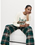 Marks & Spencer Пижама с принт - Зелен/Мръснобял