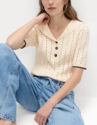 Marks & Spencer Пуловер с къси ръкави и ревери Слонова кост/Камел