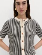 Marks & Spencer Раирана жилетка с копчета Черен/Крем