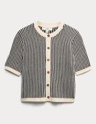 Marks & Spencer Раирана жилетка с копчета Черен/Крем