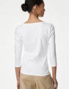 Marks & Spencer Слим блуза с 3/4 ръкави Бял