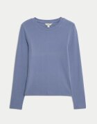 Marks & Spencer Слим блуза с овално деколте Прашно синьо