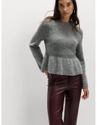 Marks & Spencer Слим пуловер с пеплум - Сив меланж