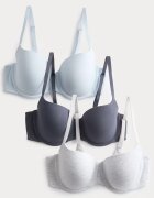 Marks & Spencer Сутиени с подплънки 3 броя Сив меланж/Син