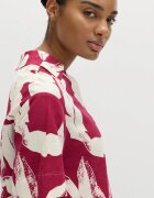 Marks & Spencer Тениска с лен с яка и тропическа шарка Малина/Бял