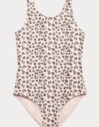 Marks & Spencer Цял бански с животинска шарка Пастелнорозов/Земен