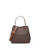 Michael Kors Чанта от платно с монограм - Черен/Кафяв - 17 x 20 x 10.8 cm