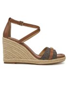 Michael Kors Дамски сандали - Mandy Wedge - естествена кожа - кафяви