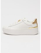 Michael Kors Кожени маратонки Dottie с равна платформа и метални елементи - Бял/Златист