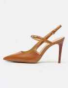 Michael Kors Кожени обувки Dina Flex с висок ток Карамел
