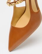Michael Kors Кожени обувки Dina Flex с висок ток Карамел