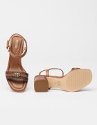 Michael Kors Кожени сандали Mandy с масивен ток Тъмнокафяв