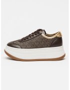 Michael Kors Маратонки Hayes с равна платформа и лого - Златист/Тъмнокафяв