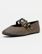 Michael Kors Пантофки Rowen от еко кожа с монограм Черен/Кафяв