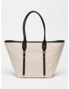 Michael Kors Текстилна чанта за рамо с лого - Черен/Крем
