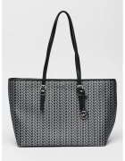 Michael Kors Жакардова шопинг чанта Quinn с лого - Бял/Черен