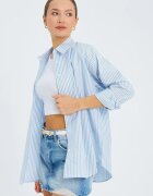 Mixray Дамска риза поплин с райета Син