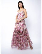 Monarh design Long Silk Dress With Straps And Dotted Print