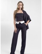 Monarh design Pantaloni cu dunga si detaliu alb contrastant