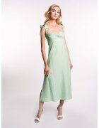 Monarh design Rochie midi din amestec de in - cu bust fronsat