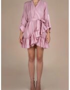 Monarh design Рокля с прехвърляне - широки маншети и волан Pink